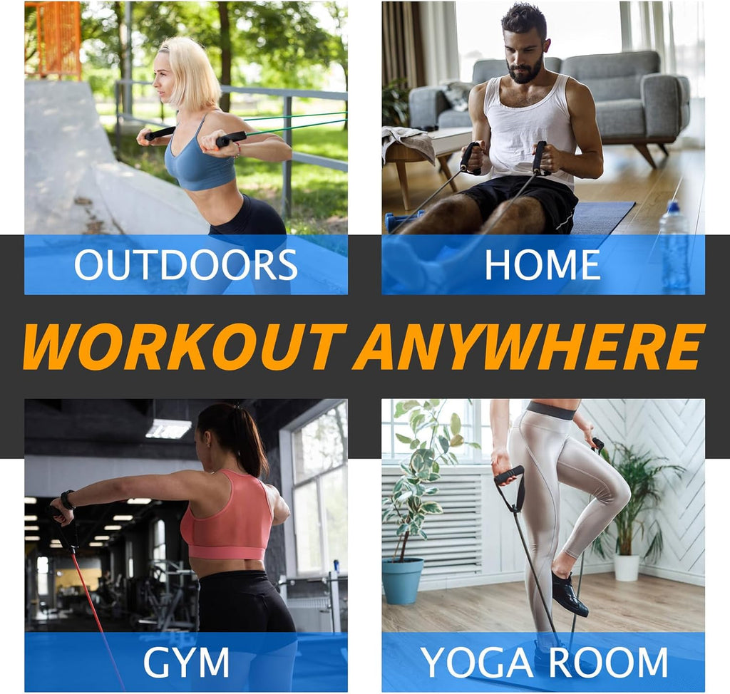 Resistance Bands with Handles for Working Out Women and Men, Exercise Bands with Door Anchor, Stretch Bands for Home