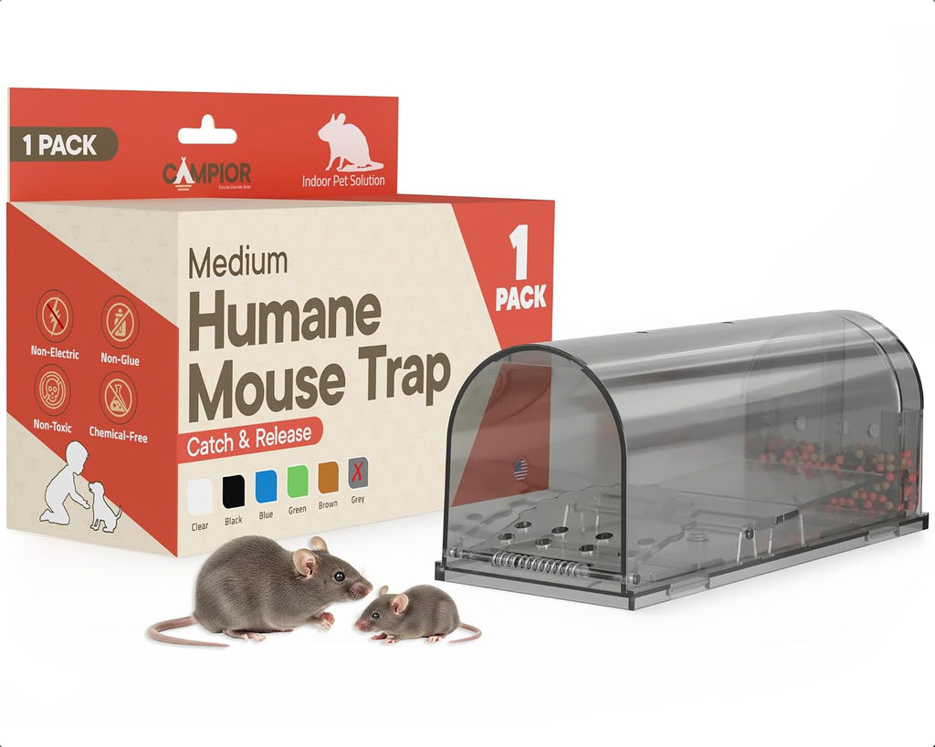 Humane Mouse Trap Pack of 1, Live Mouse Traps Catch and Release for Indoors & Outdoors, Pet & Child Safe, 6.69"