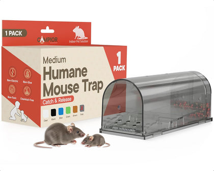 Humane Mouse Trap Pack of 1, Live Mouse Traps Catch and Release for Indoors & Outdoors, Pet & Child Safe, 6.69"