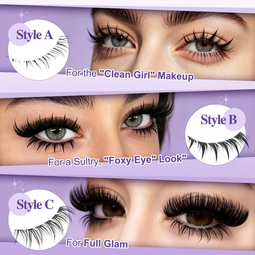 B&Q Bottom Lashes 3 Styles Natural,Manga,Dramatic Bottom Lash Clusters (01)