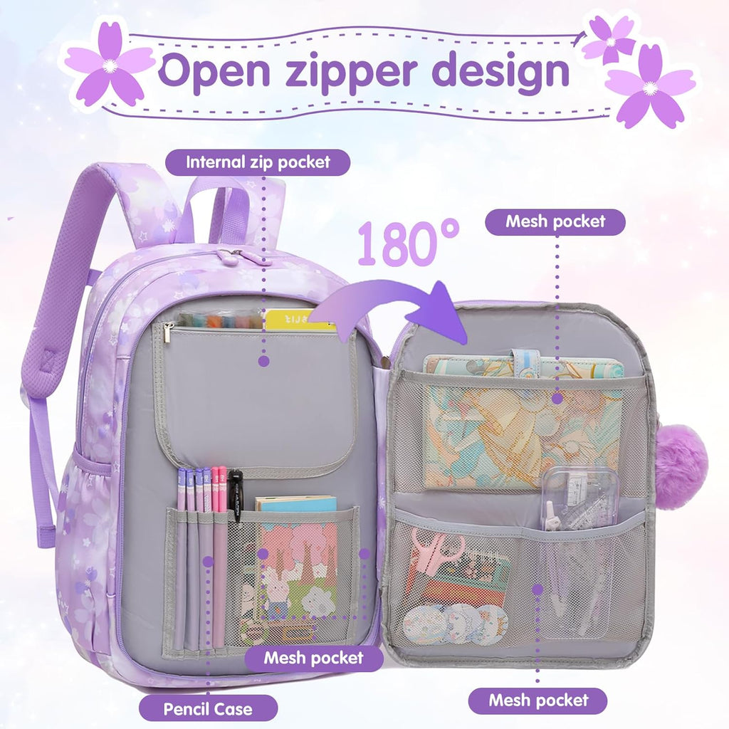 Lovely Girls Backpack School Bag for Students Kids Book Bag with Multiple Pockets Splash-proof Children's