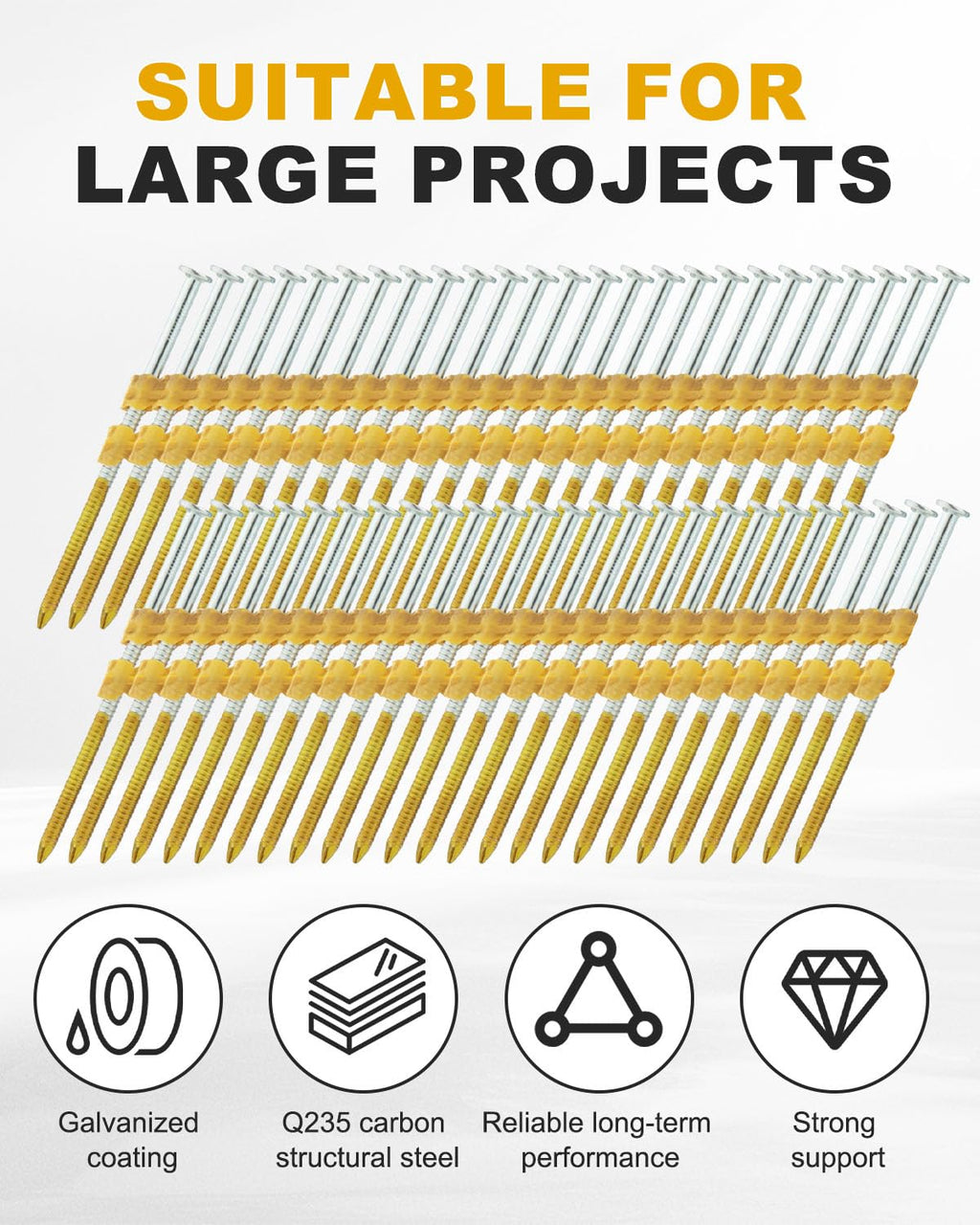 1000 Count Framing Nails, 3Inch x 0.131Inch 21 Degree Framing nails