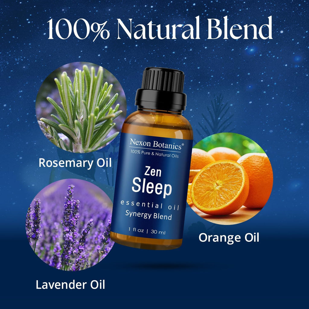 Zen Sleep Essential Oil Blend 30 ml - Restful & Comforting Aroma | Lavender & Rosemary Relaxing Oil for Diffusers &
