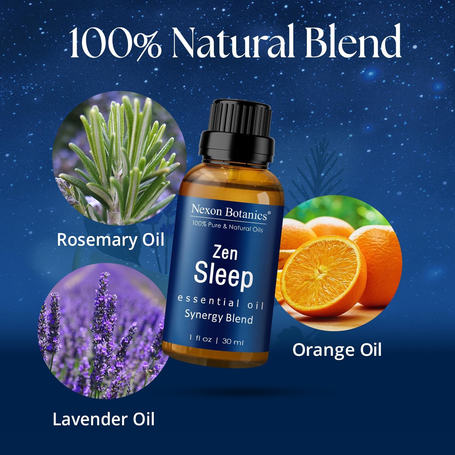 Zen Sleep Essential Oil Blend 30 ml - Restful & Comforting Aroma | Lavender & Rosemary Relaxing Oil for Diffusers &