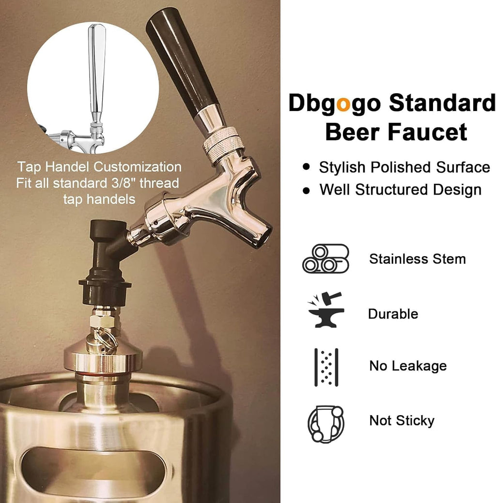 Ball Lock Keg Tap, Self-Closing Beer Faucet for Corny Cornelius Keg | Stainless Core Food Safe, No Leak, Ball Lock