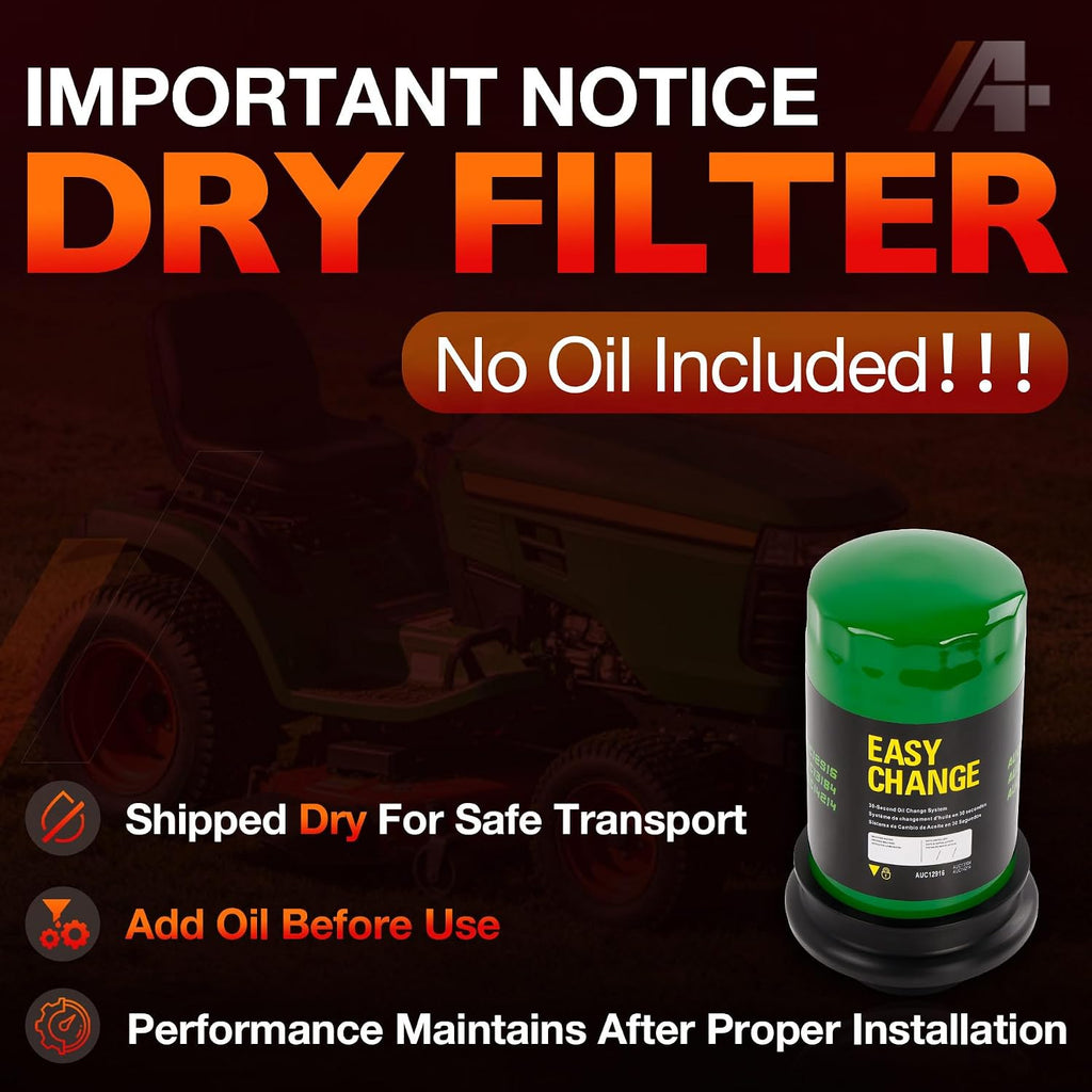 AUC12916 Dry Oil Filter, Fits John Deere 100 Series Oil Change Kit