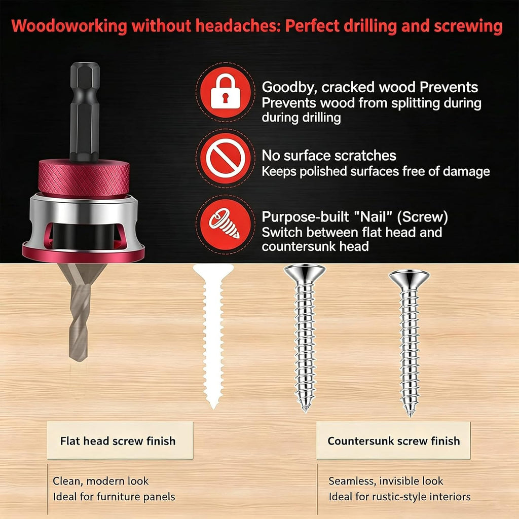 9 PCS Countersink Drill Bit Set, DIY Woodworking Drill Bits
