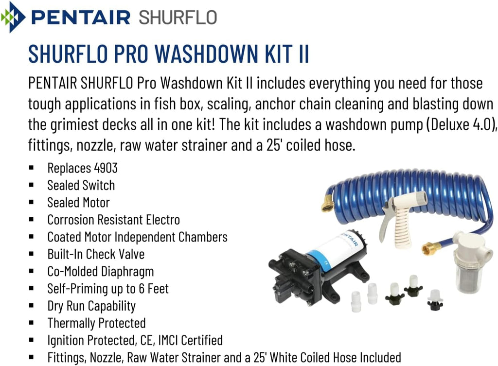 PENTAIR SHURFLO 4358-153-E09 Pro Washdown Kit II Ultimate 5.0, 5.0 GPM