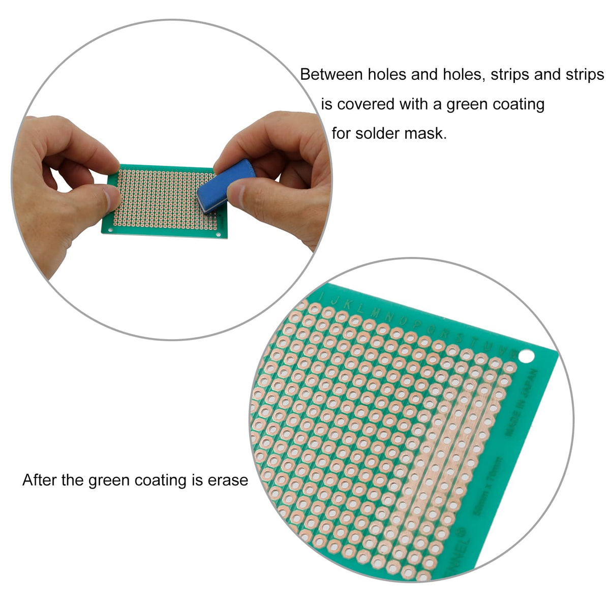 10pcs 50mm x 70mm Copper Strip PCB Board, 368 Holes Perfboard
