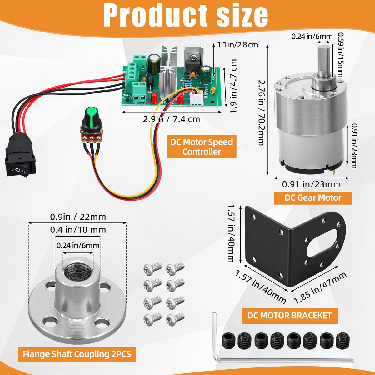 Copkim 12V DC Geared Motor Kit, 600rpm