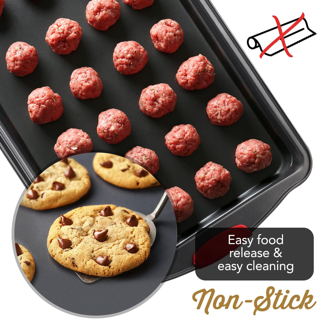 Nonstick Baking Sheet Set, 39-Piece Baking Pans Set with Silicone Handles, Carbon Steel Cookie Sheets for Baking