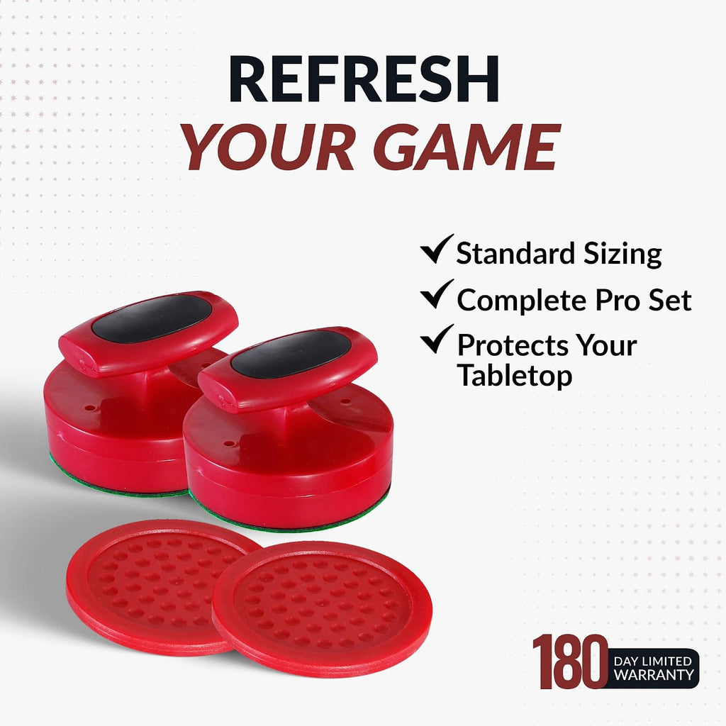 Pro-Series Air Hockey Pucks and Strikers Set for Family Game Room - with Ergonomic 4-in Strikers, 3-in ABS Pucks