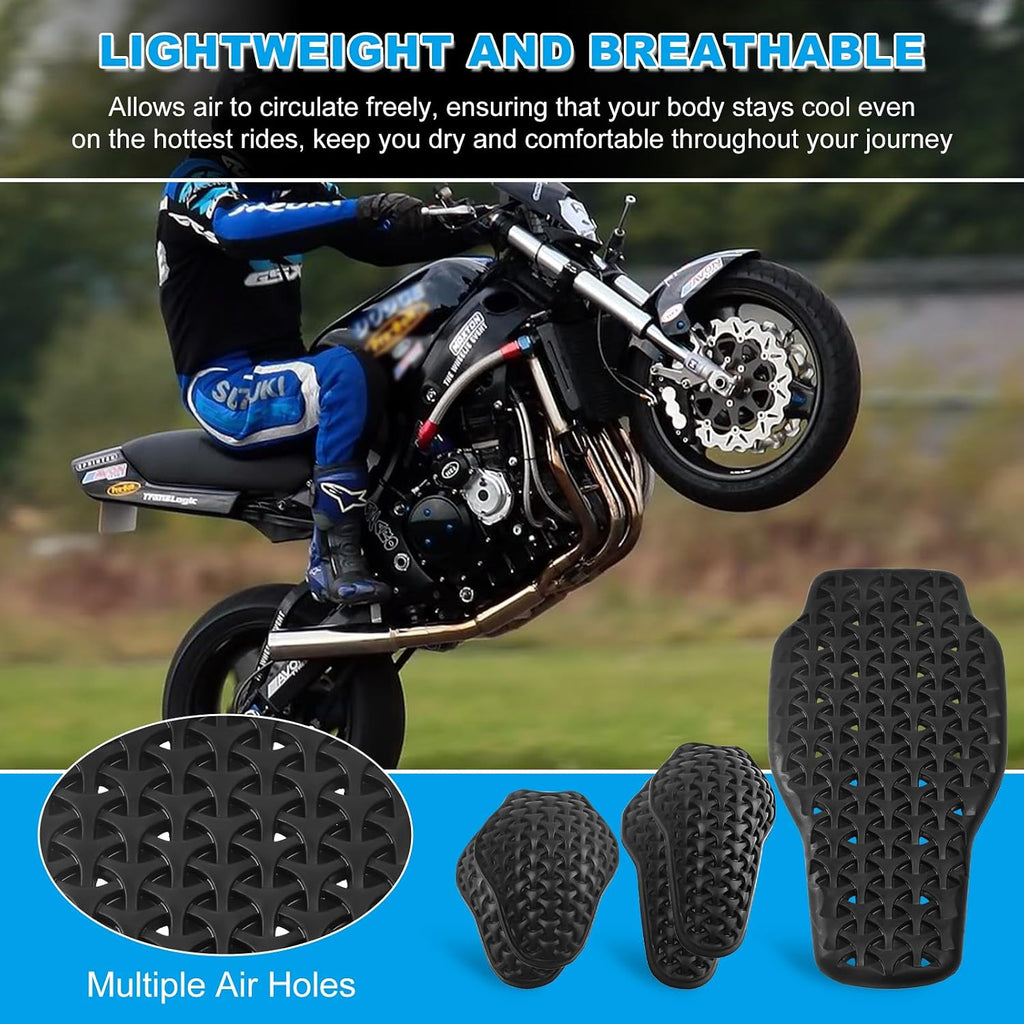 Universal Motorcycle Back Protector Insert, CE Level 2 Armor Insert Pads Set of 5pcs Level 1 Back Armor Protection