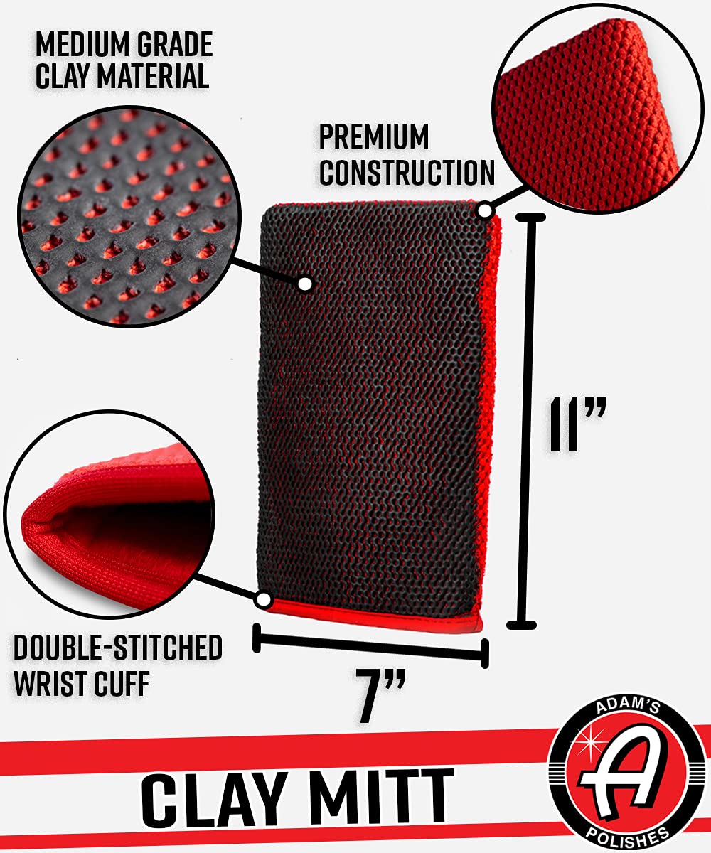Adam's Clay Mitt Combo - Detail Spray Clay Lubricant for Medium Grade Clay for Car Detailing - Glove Quickly Removes
