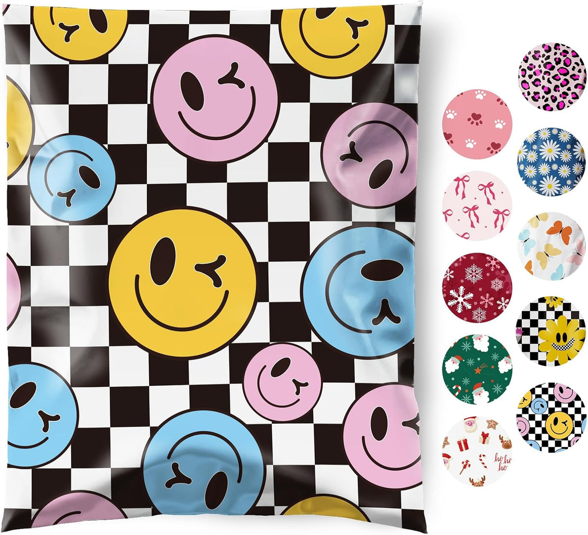 Poly Mailers 10x13" 50pcs,Cute Shipping Bag for Clothes,Checkerboard