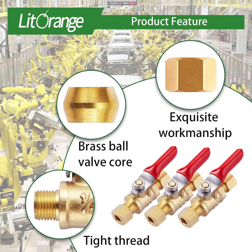 1 Pcs Lead-Free Brass Mini Ball Valve Shut Off Switch, 1/4 inch Compression