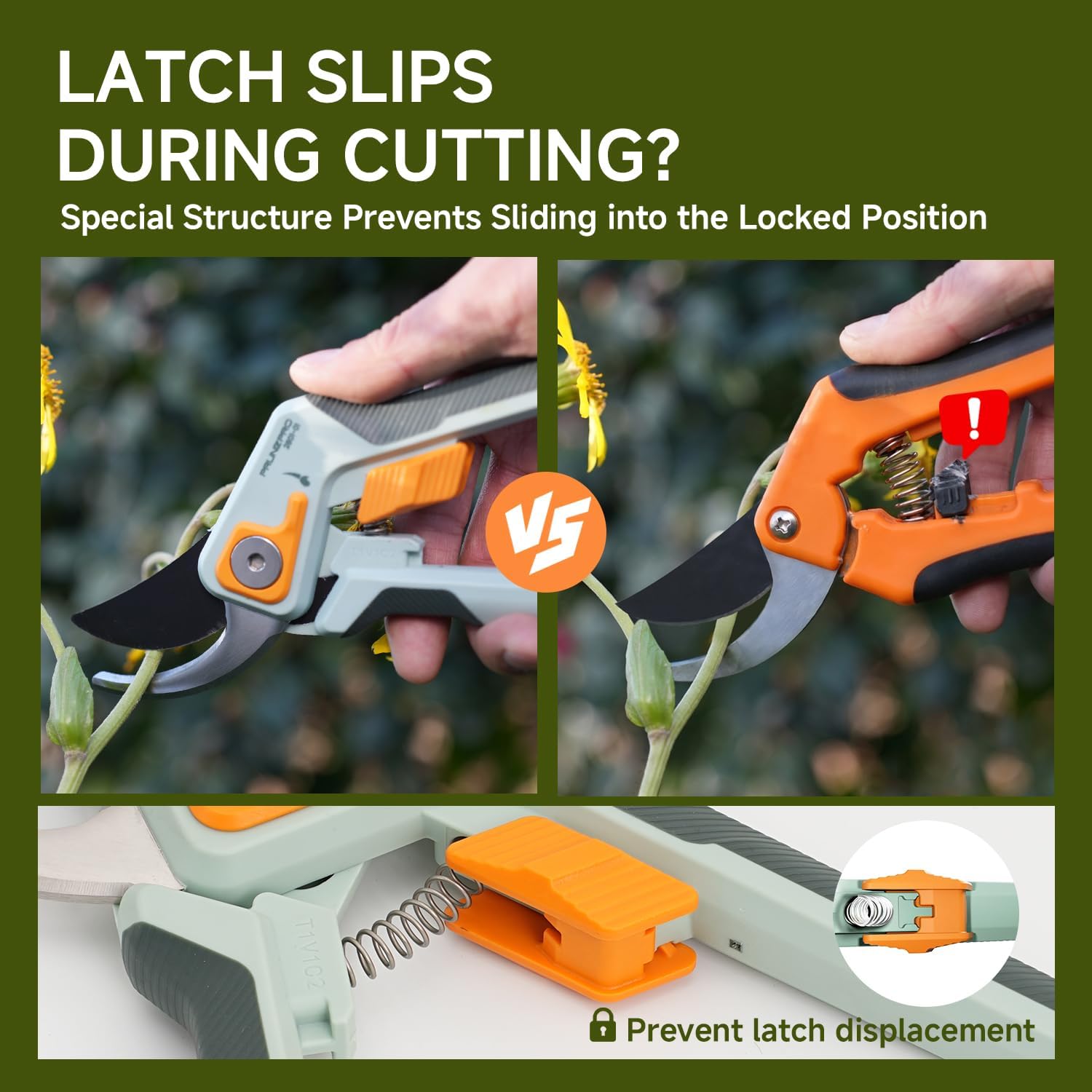 Pruning Shears Loppers Set - Adjustable Bypass Hand Pruner Sharp German Stainless Steel Teflon Coating Garden