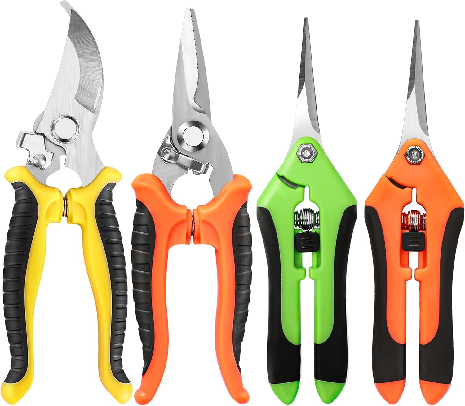 4 Pack Garden Pruning Shears, Stainless Steel Garden Shears, Gardening Shears, Garden Scissors, Clippers, Pruning
