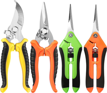 4 Pack Garden Pruning Shears, Stainless Steel Garden Shears, Gardening Shears, Garden Scissors, Clippers, Pruning