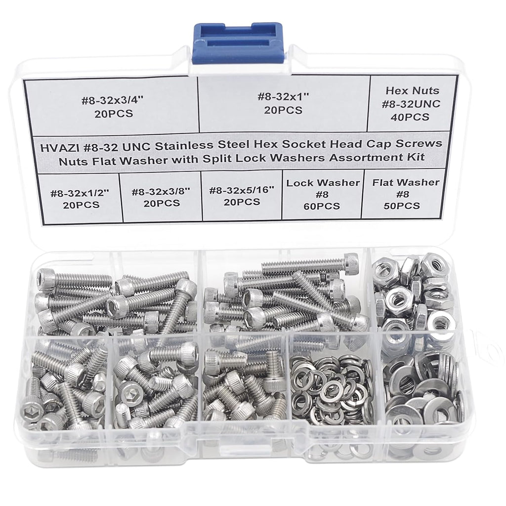 #8-32 UNC Stainless Steel Knurled Hex Socket Cap Screw Nut Washer Kit