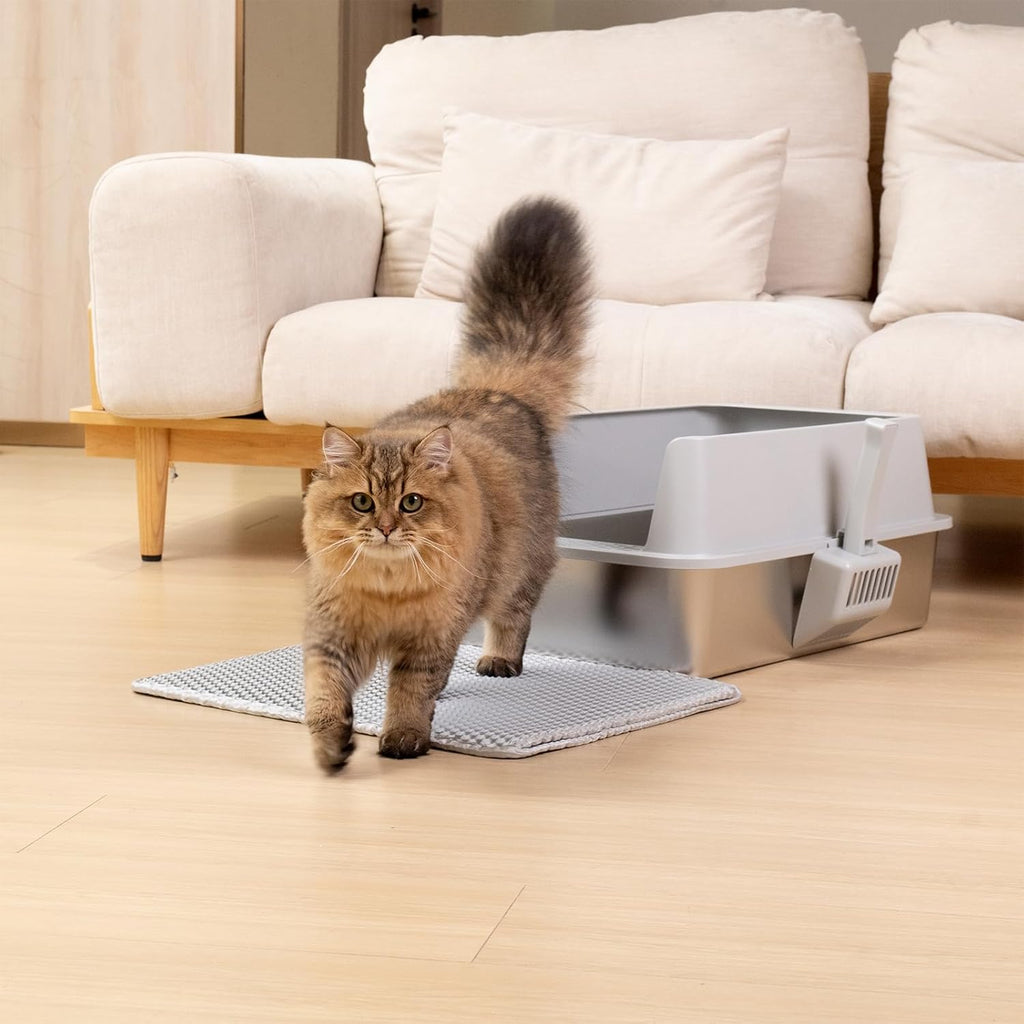 Stainless Steel Litter Box, Large Metal Litter Box with Lid, XL Steel Litter Boxes for Adult/Big Cat, Anti-Urine