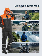Men's High Visibility Reflective Work Rain Suit Orange XL