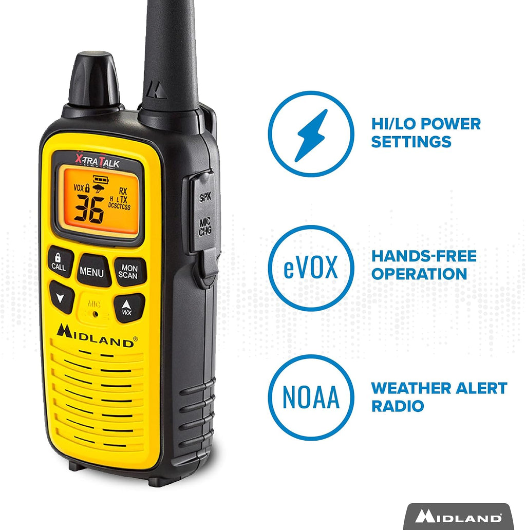 LXT630VP3 FRS License Free Walkie Talkies. Yellow, 2 Pack | Up to 30 Mile Range Walkie Talkie, 36 Channels, 121