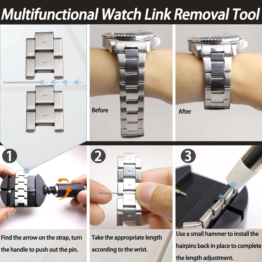 Watch Repair Kit, GLDCAPA Watch Press Tool Set, Watch Battery Replacement Tool Kit, Watch Link Removal Kit, Watch