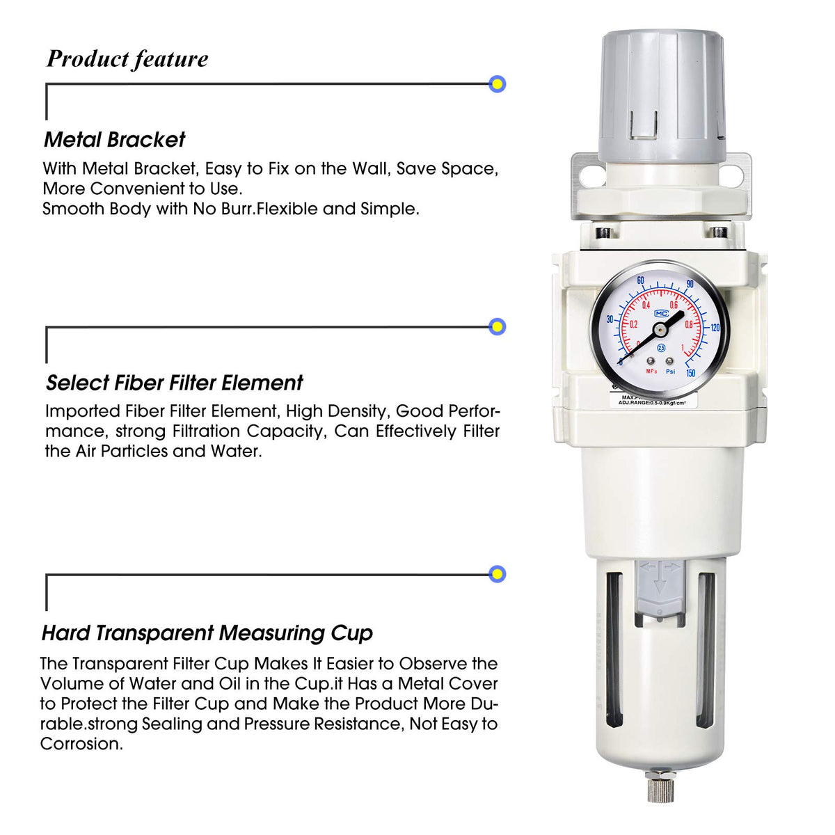 TAILONZ 3/4"NPT AW4000-06 Manual Drain Filter Regulator