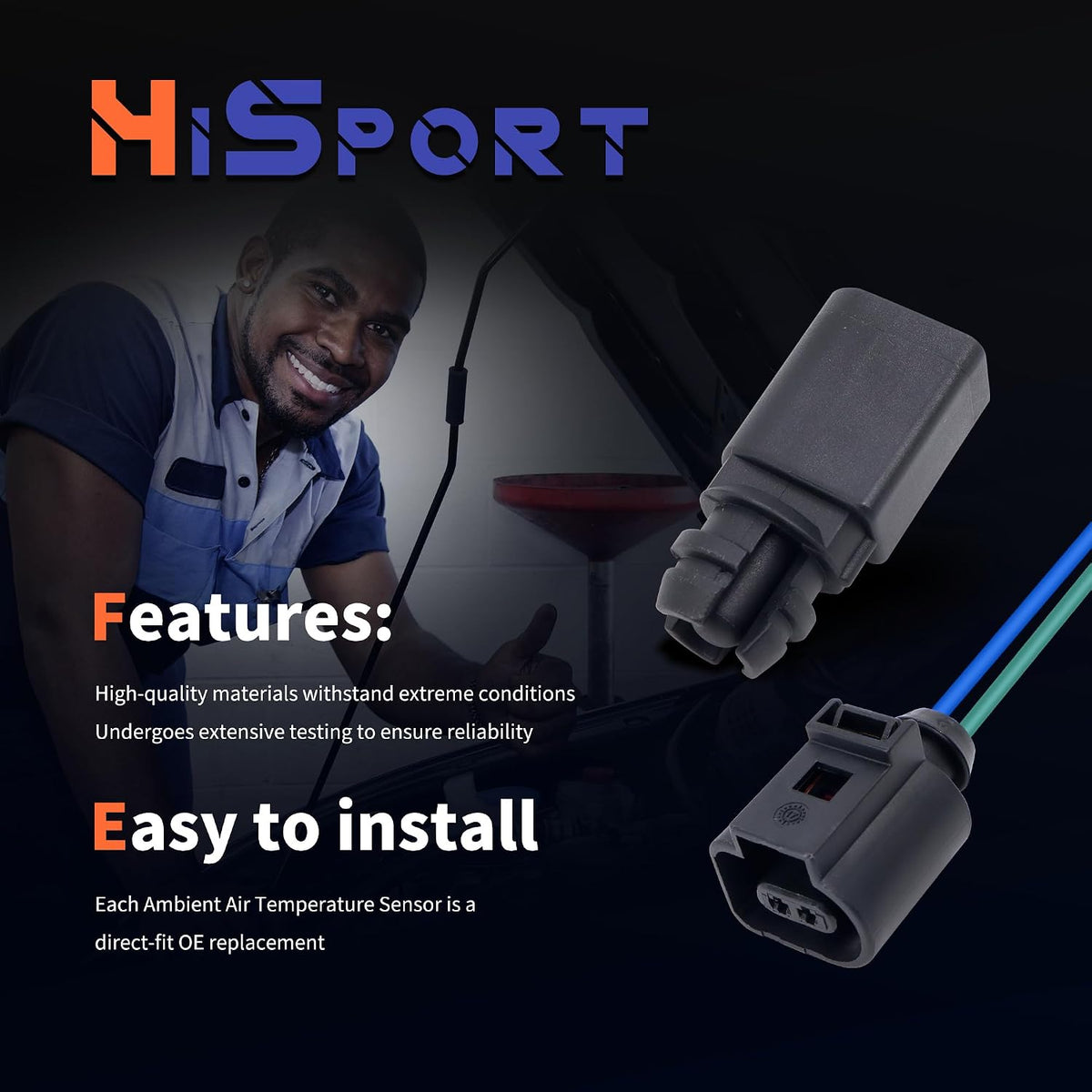 HiSport Ambient Air Temperature Sensor with Connector Pigtail Plug