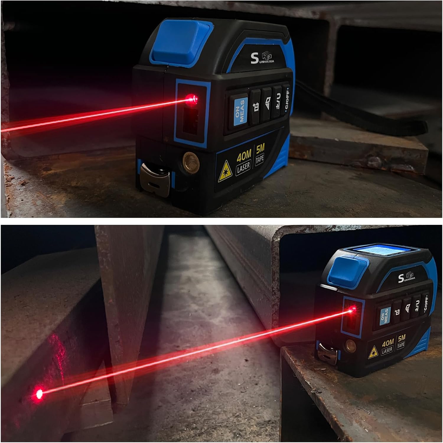 4-in-1 Laser Tape Measure with Laser Level Crosshairs |130ft/40m Laser Distance+16ft/5m AutoLock Tape |Backlit LCD