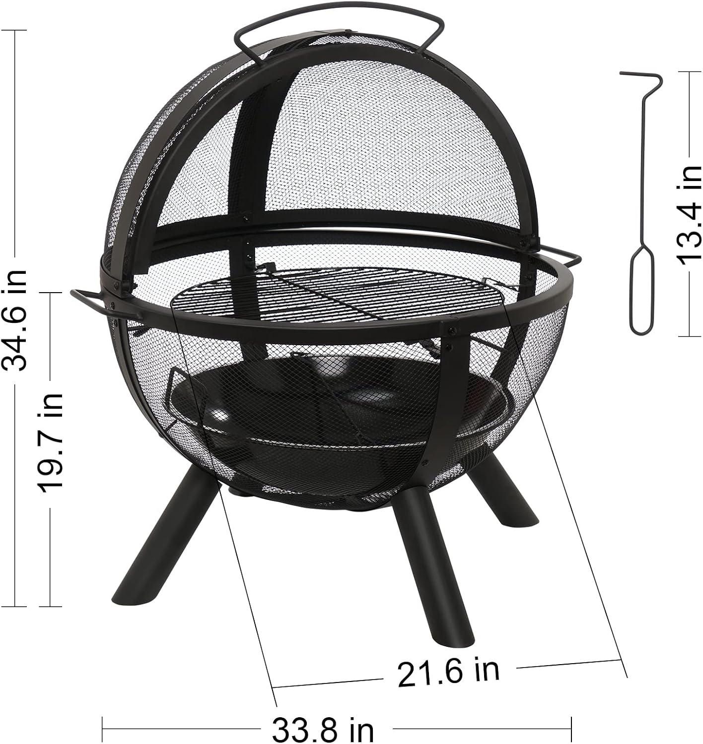 Ball of Fire Pit fire Ball with BBQ Grill fire Globe Pit Large Round fire Pit,Patio Fire Pit Fireplace for Camping