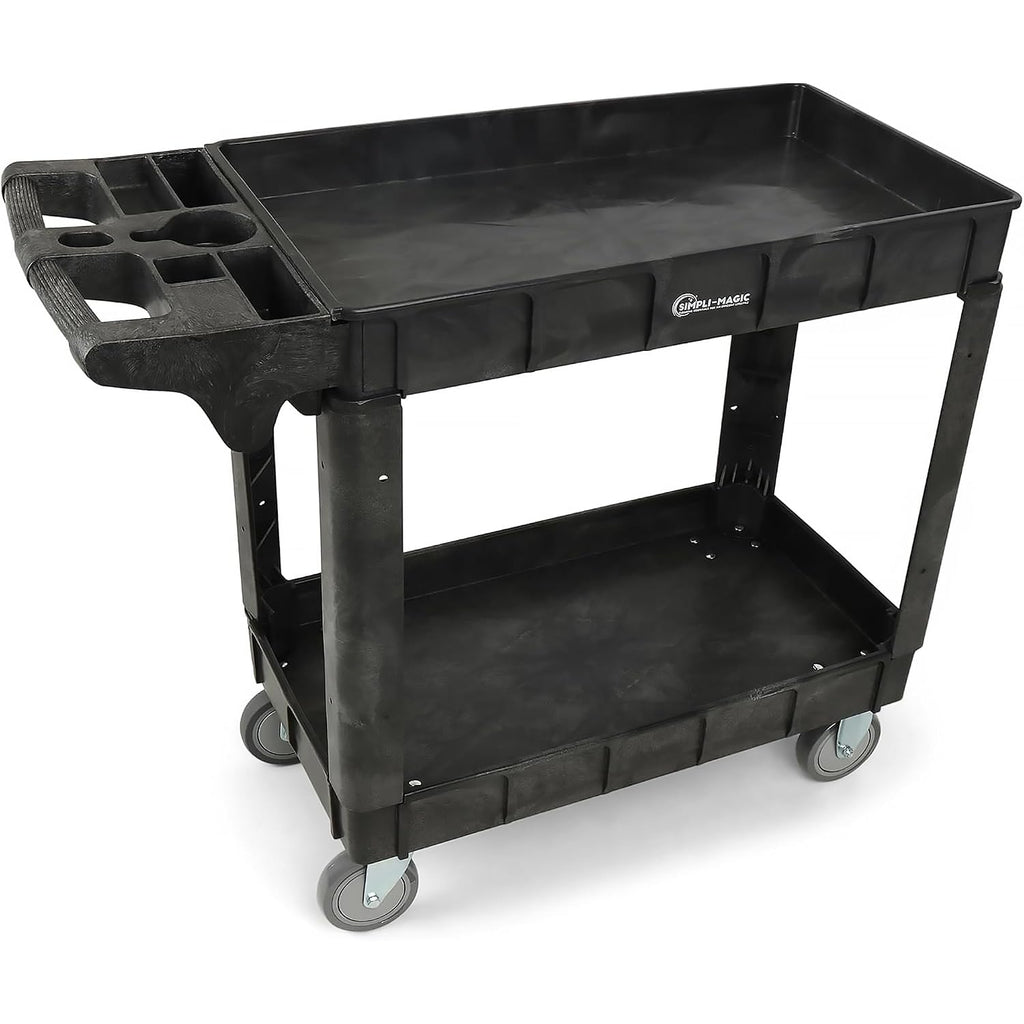 Simpli-Magic Rolling Utility Cart on Wheels, Heavy Duty with Ergonomic Handle, Deep Shelfs for Garage, Warehouse