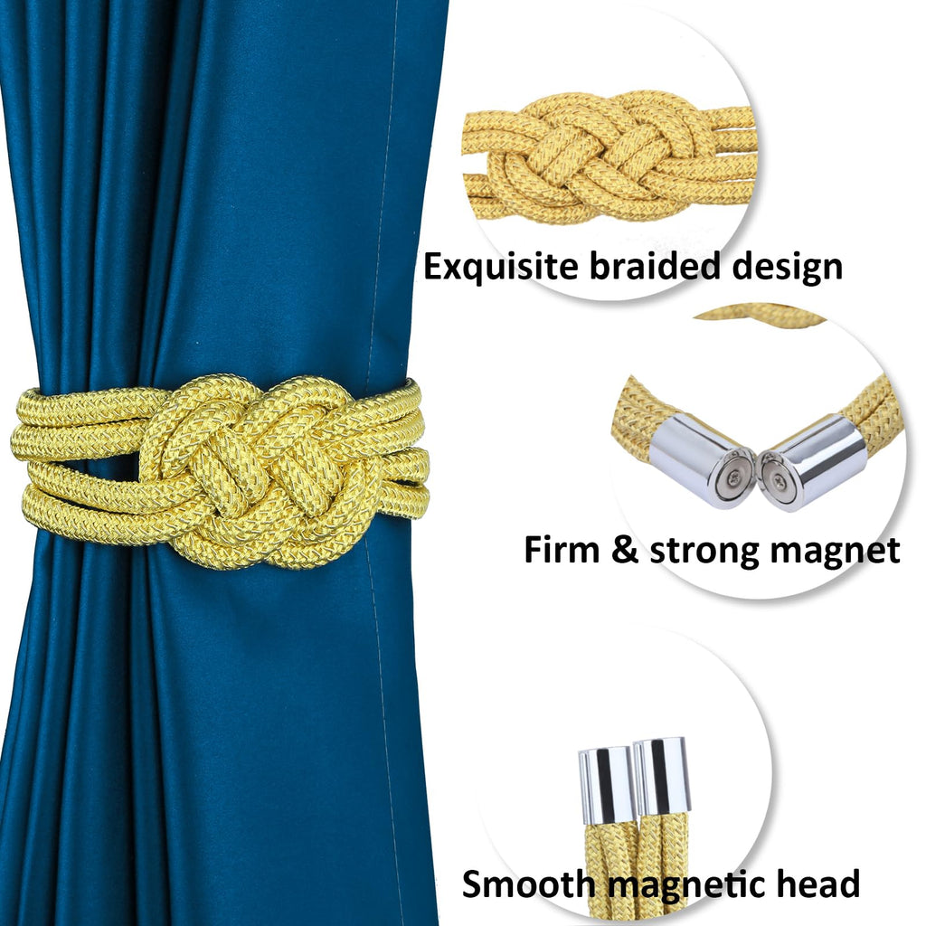 4 Pack Magnetic Curtain Tiebacks, Decorative Curtain Holdbacks
