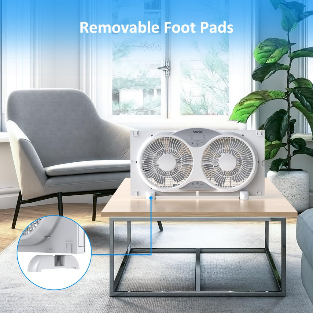 9" Window Fan Low-Noise Reversible Remote Control 3-Speed, ETL