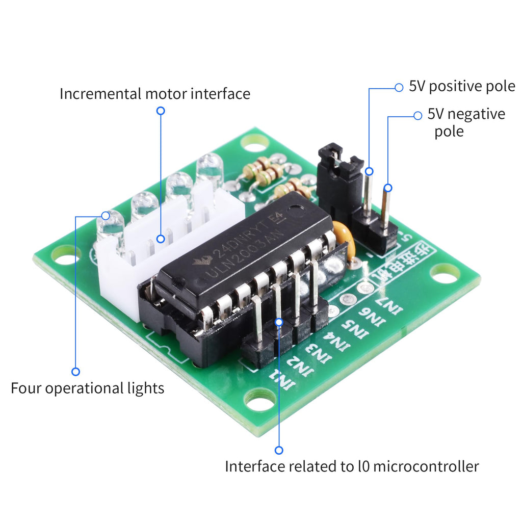 FOCMKEAS 28BYJ48 DC 5V Stepper Motor + Driver Board, 4 Phase 5 Wire