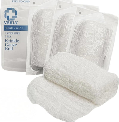 Sterile Kerlix Krinkle Gauze Rolls 4.5x4.1 yd 6-Ply Cotton, 5 Pack | Highly absorbent, wound dressing, first aid