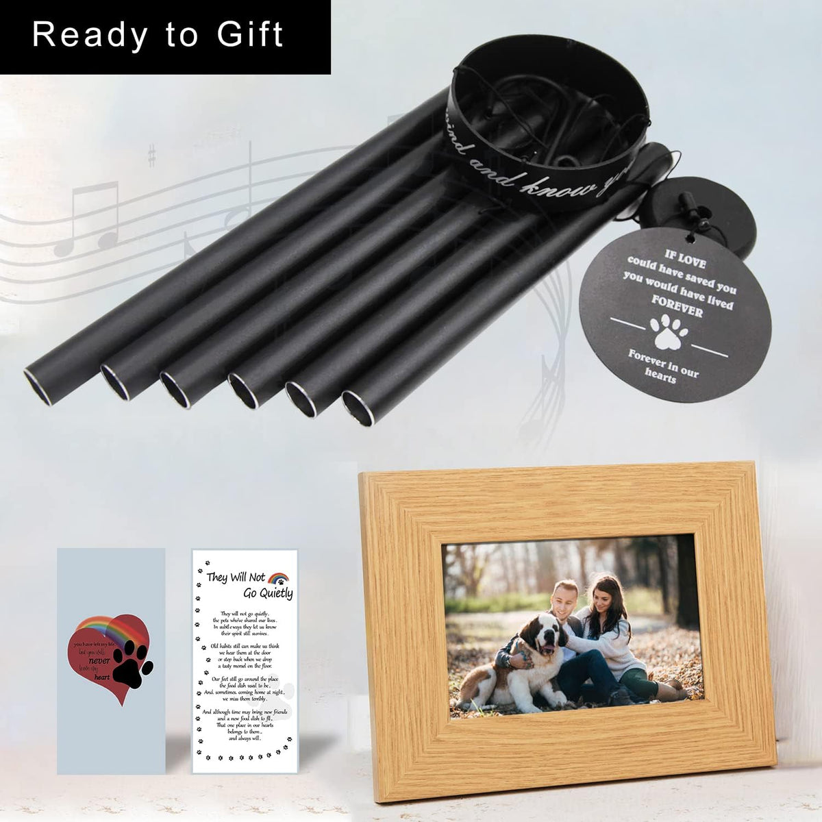 Pet Memorial Wind Chime, 30 Inches Paw Print Pet Remembrance Gift to Honor