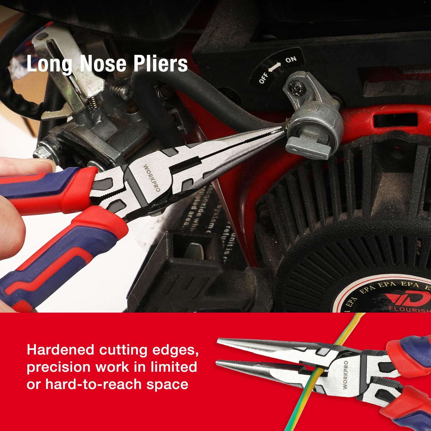 Pliers Set, Premium Cr-V Construction, Includes 6 Inch Slip Joint, Long Nose, Diagonal Cutting, 8 Inch Groove Joint