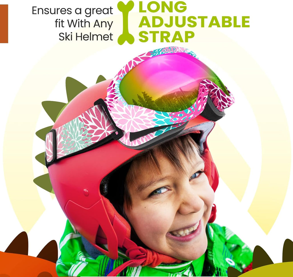 Lollipop Kids Ski Goggles UV Protection Snow Goggles | Anti-Fog Coating, Helmet-Compatible, Adjustable Strap