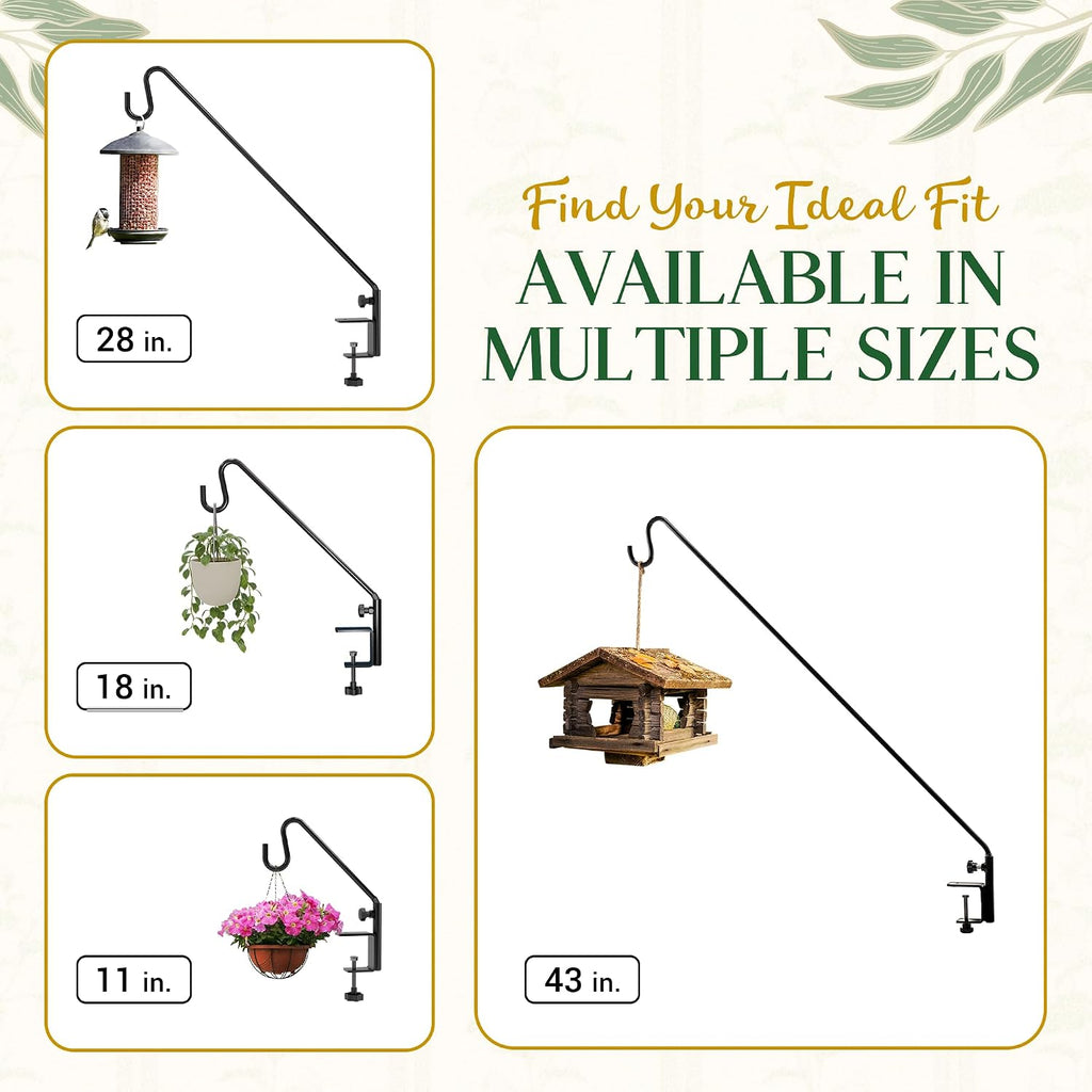 Deck Bird Feeder Hanger for Railing, 11inch Deck Hook for Bird Feeder Pole, Durable 3 Layers Powder Coated & Sturdy 1