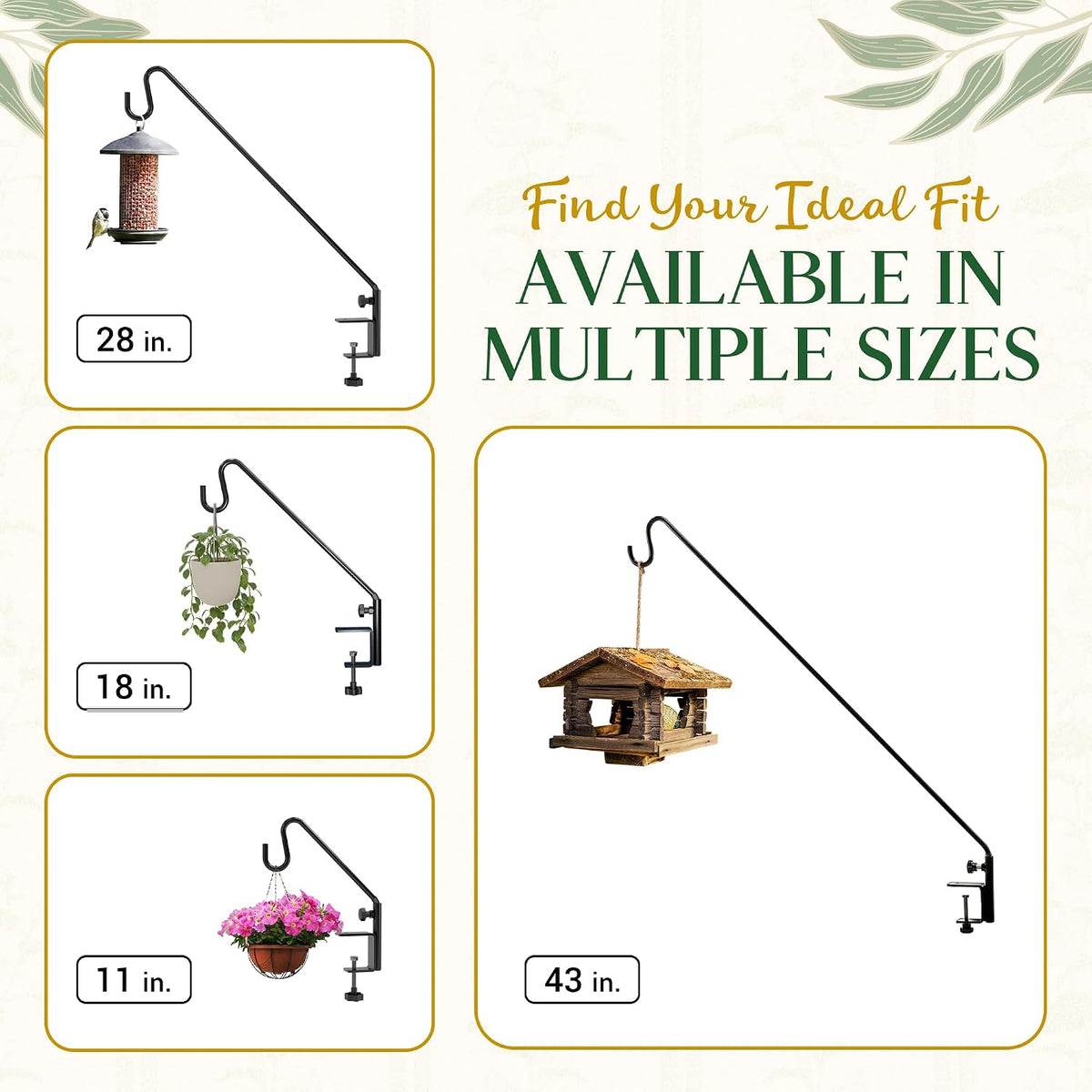 Deck Bird Feeder Hanger for Railing, 11inch Deck Hook for Bird Feeder Pole, Durable 3 Layers Powder Coated & Sturdy 1