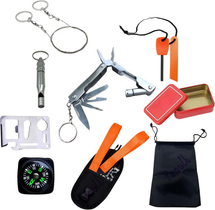 DIY Survival Tools Kit, Emergency Outdoor Gear for Camping Hiking | Multi-function portable survival kit, emergency