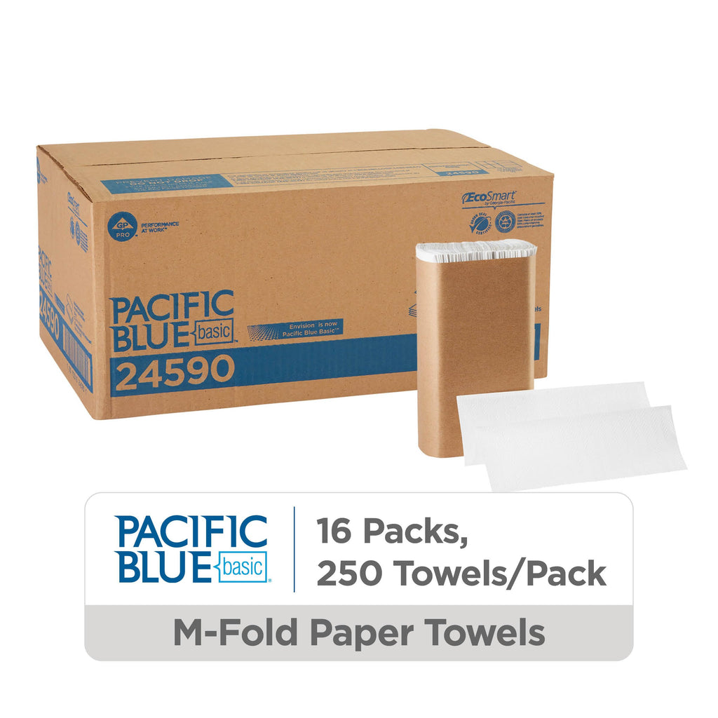 Pacific Blue Basic Recycled Multifold Paper Towels (Previously Branded Envision) by GP PRO (Georgia-Pacific), White