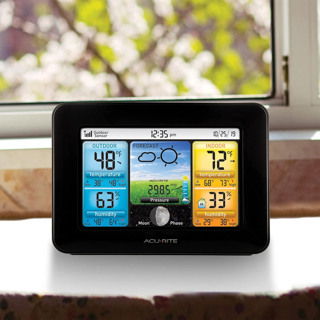 Wireless Home Weather Station with Color Display, Indoor Outdoor Thermometer and Temperature Sensor (02077M)