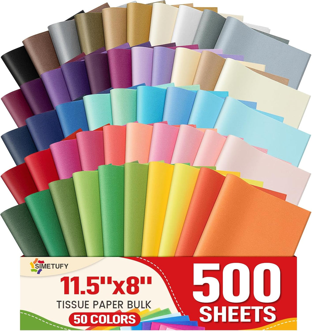 500 Sheets 50 Colors Tissue Paper Bulk for Craft 11.5x8 Inch