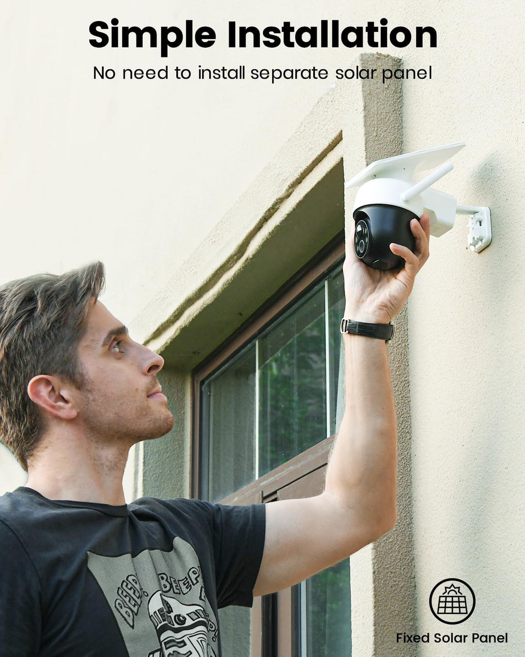 Solar Camera Security Outdoor - 100% Wire-Free Security Cameras Wireless Outdoor for Home Surveillance with Fixed