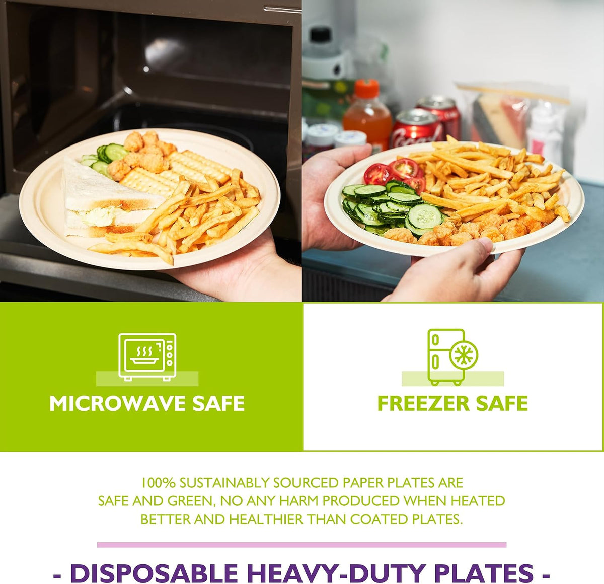 10 Inch 150 Pack Compostable Paper Plates