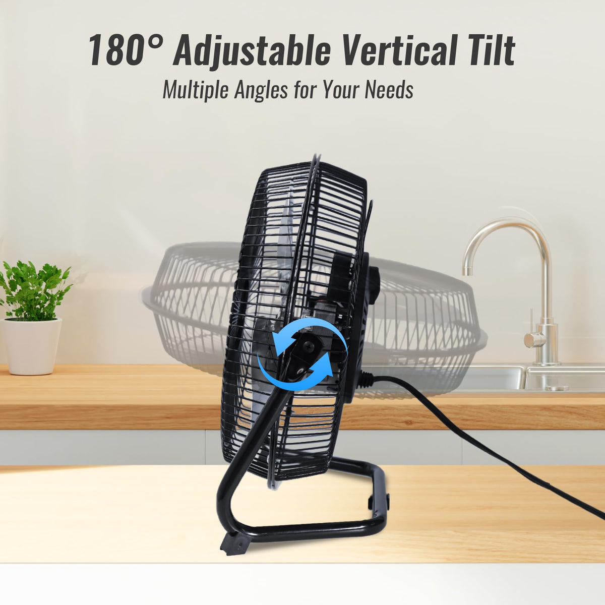9 Inch Metal Floor Fan with Upgraded Airflow, Black