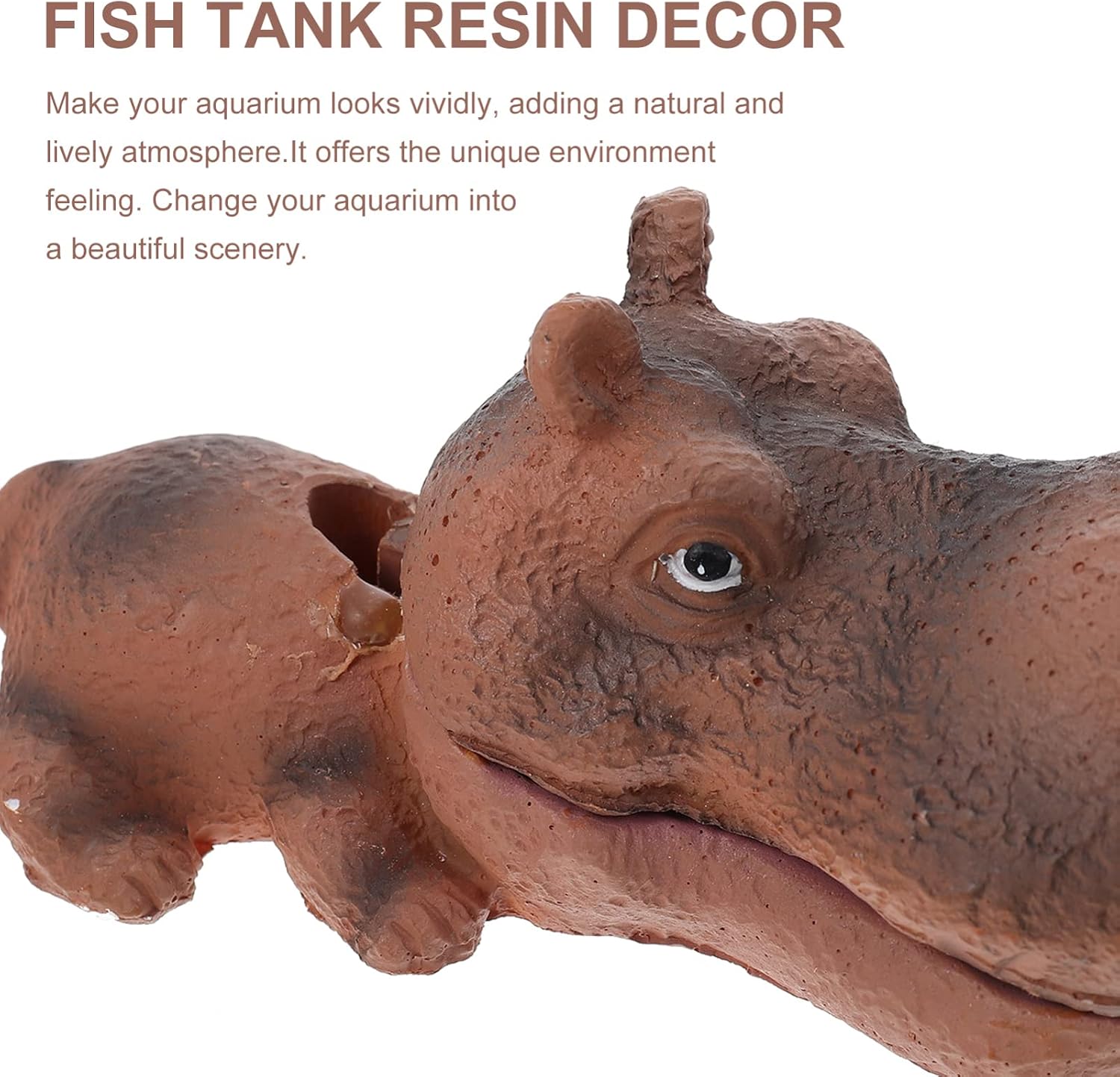 Hippo Statue Aquarium Air Decorations Oxygen Pump Resin Animal Figruine Craft Aerating Action Ornament Aquarium Fish